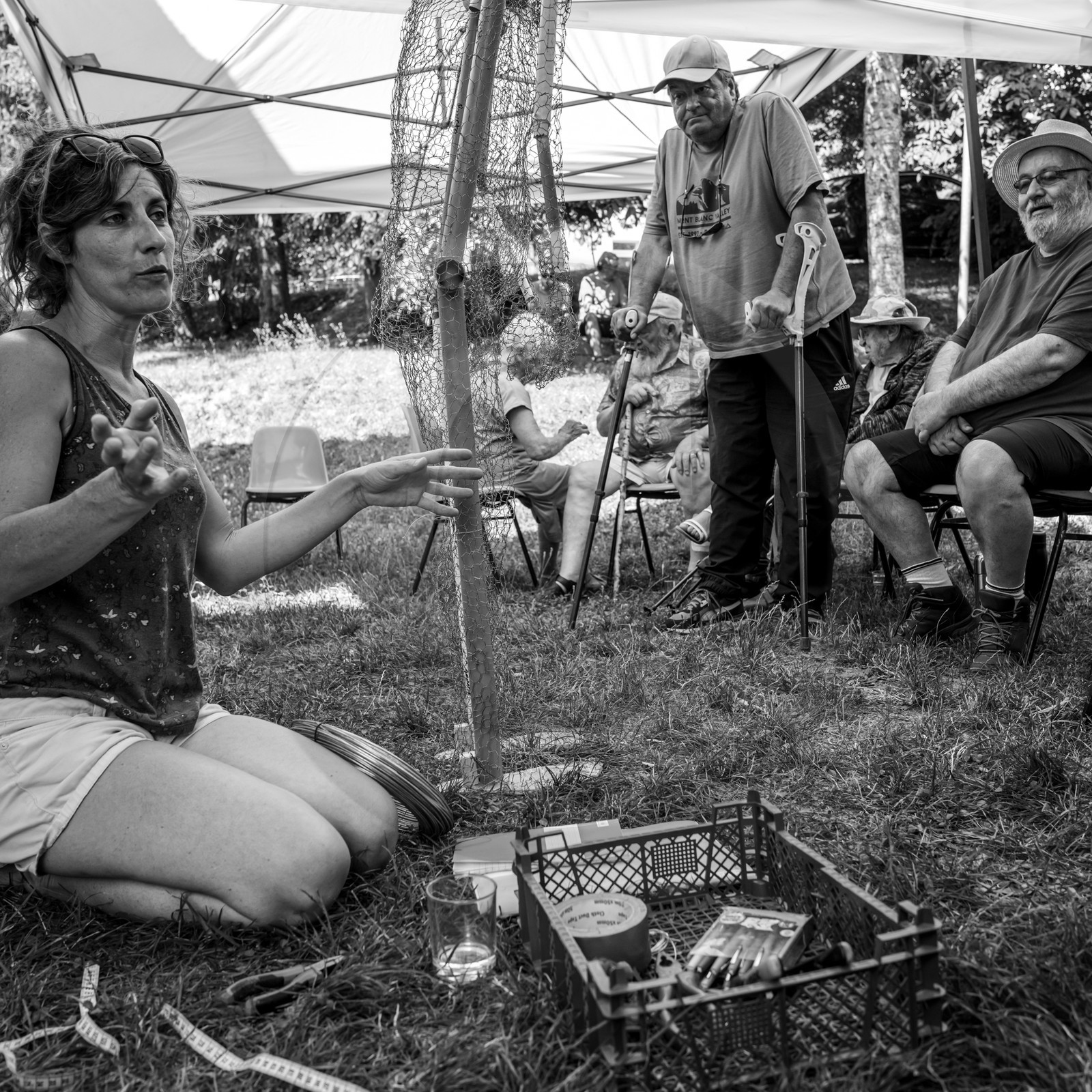 Conception et fabrication de Marcel Joli Coeur l'homme de l'Ouort, avec Barbara Fougnon, artiste plasticienne, dans le cadre de son projet de forêt d'hommes