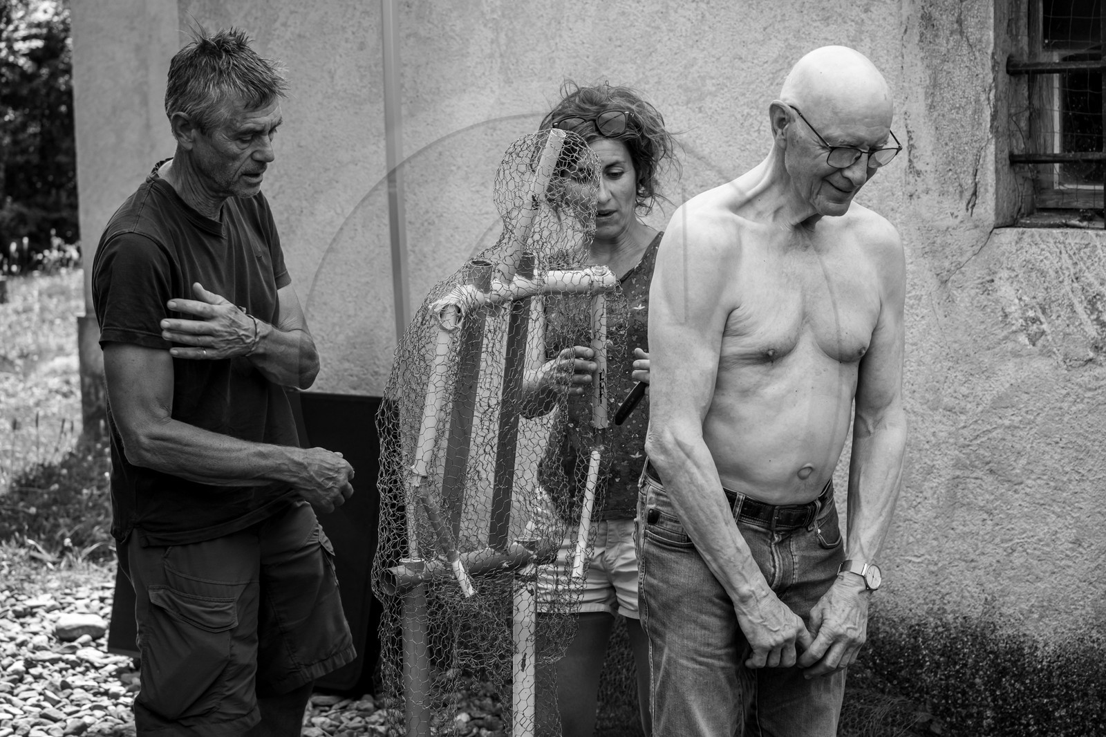 Conception et fabrication de Marcel Joli Coeur l'homme de l'Ouort, avec Barbara Fougnon, artiste plasticienne, dans le cadre de son projet de forêt d'hommes