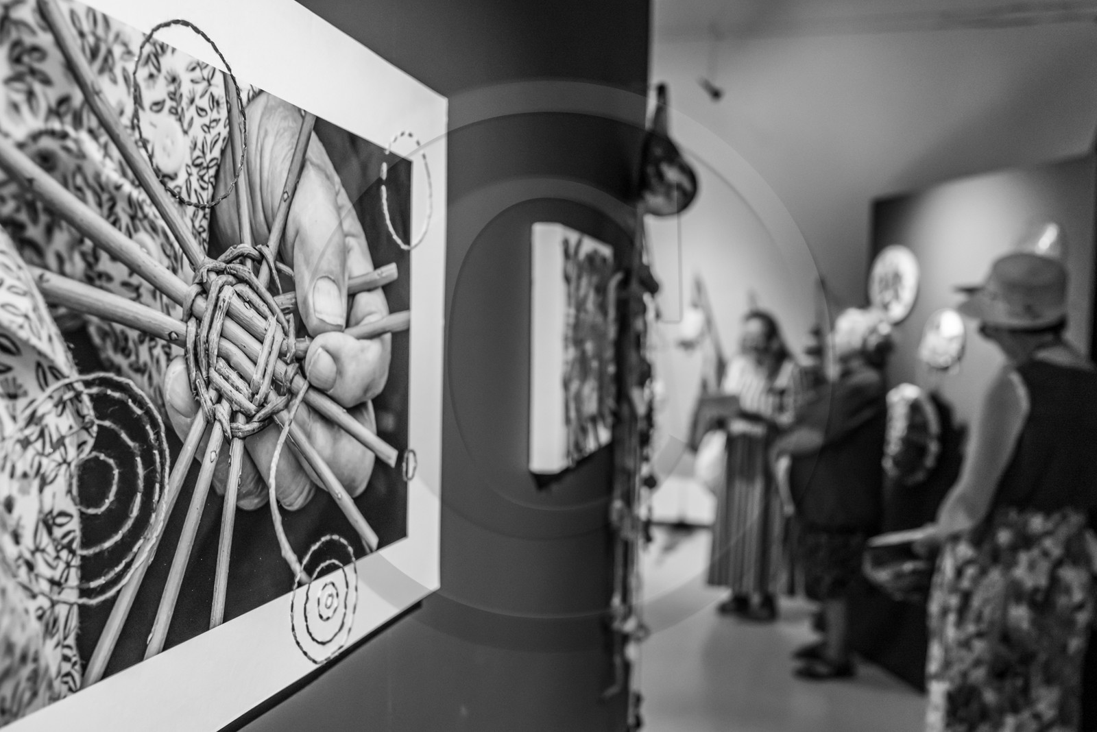 28 août 2024 : A la Maison de la Botanique du Noyer en Champsaur. Visite de l'exposition L comme laine, lien, lieu. Lectures par Les Colporteurs. Collages sur les photographies de Denis Lebioda