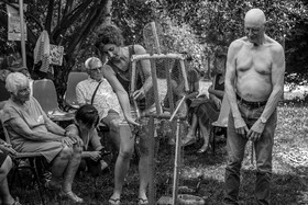 Conception et fabrication de Marcel Joli Coeur l'homme de l'Ouort, avec Barbara Fougnon, artiste plasticienne, dans le cadre de son projet de forêt d'hommes