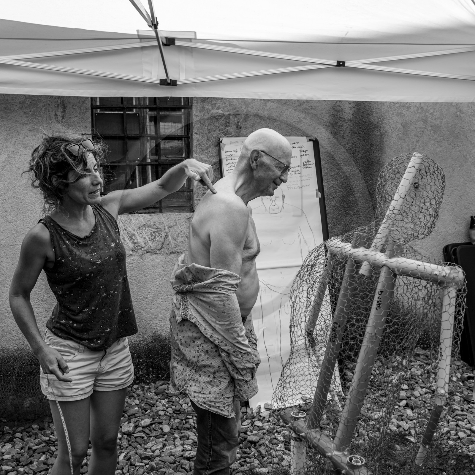 Conception et fabrication de Marcel Joli Coeur l'homme de l'Ouort, avec Barbara Fougnon, artiste plasticienne, dans le cadre de son projet de forêt d'hommes