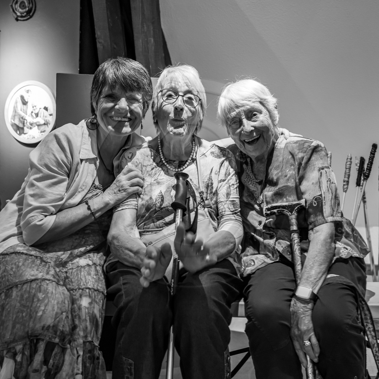 28 août 2024 : A la Maison de la Botanique du Noyer en Champsaur. Visite de l'exposition L comme laine, lien, lieu. Lectures par Les Colporteurs. Collages sur les photographies de Denis Lebioda