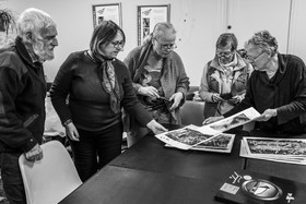 Broderies sur les photographies de Denis Lebioda, jeux, panneaux mon livre préféré, voyage en amérique latine de Claudine et Denis Meyer