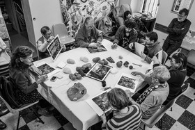 Broderies sur les photographies de Denis Lebioda, jeux, panneaux mon livre préféré, voyage en amérique latine de Claudine et Denis Meyer