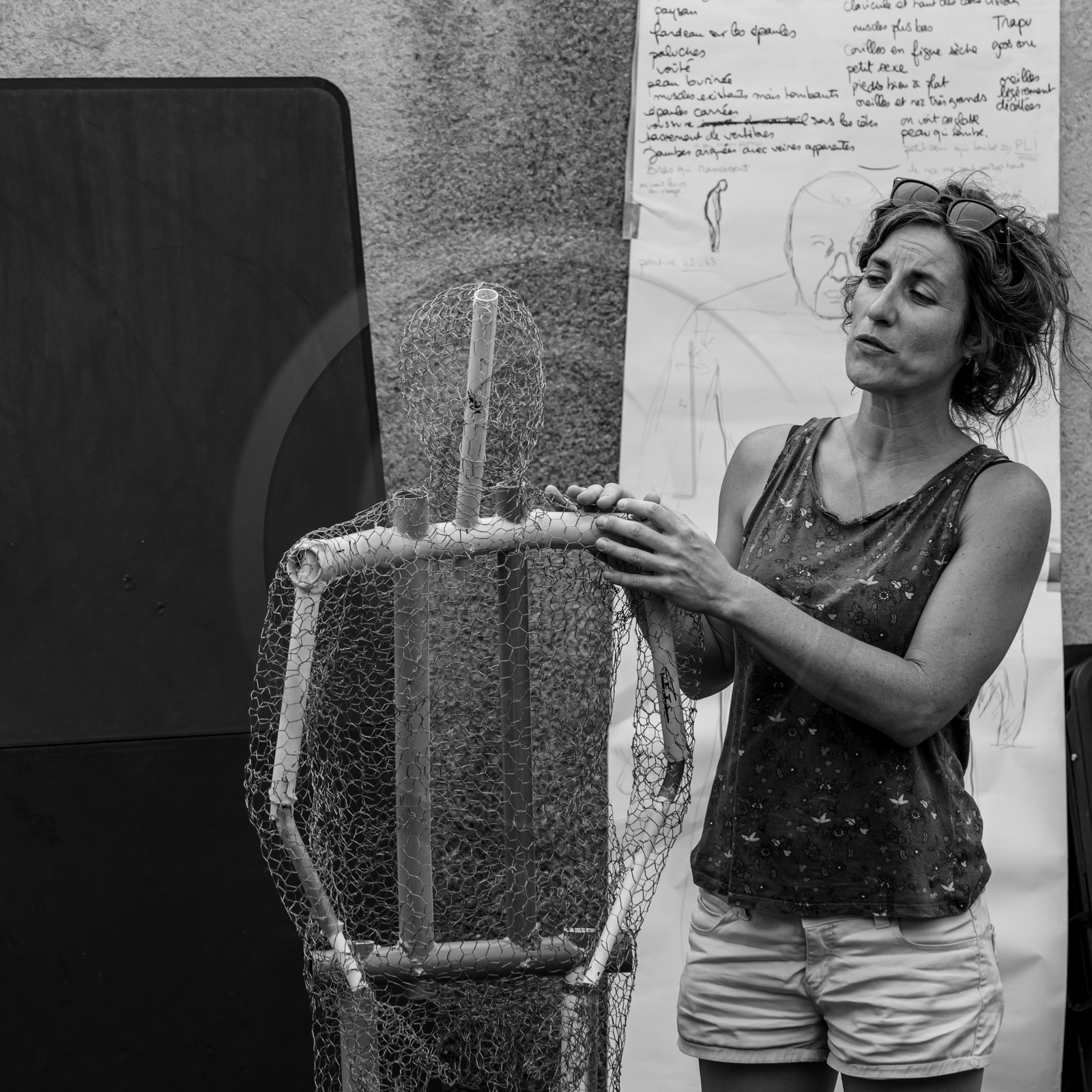 Conception et fabrication de Marcel Joli Coeur l'homme de l'Ouort, avec Barbara Fougnon, artiste plasticienne, dans le cadre de son projet de forêt d'hommes