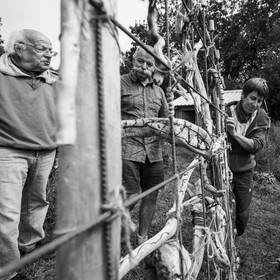 21 août 2019 : installation d'une oeuvre en bois flotté